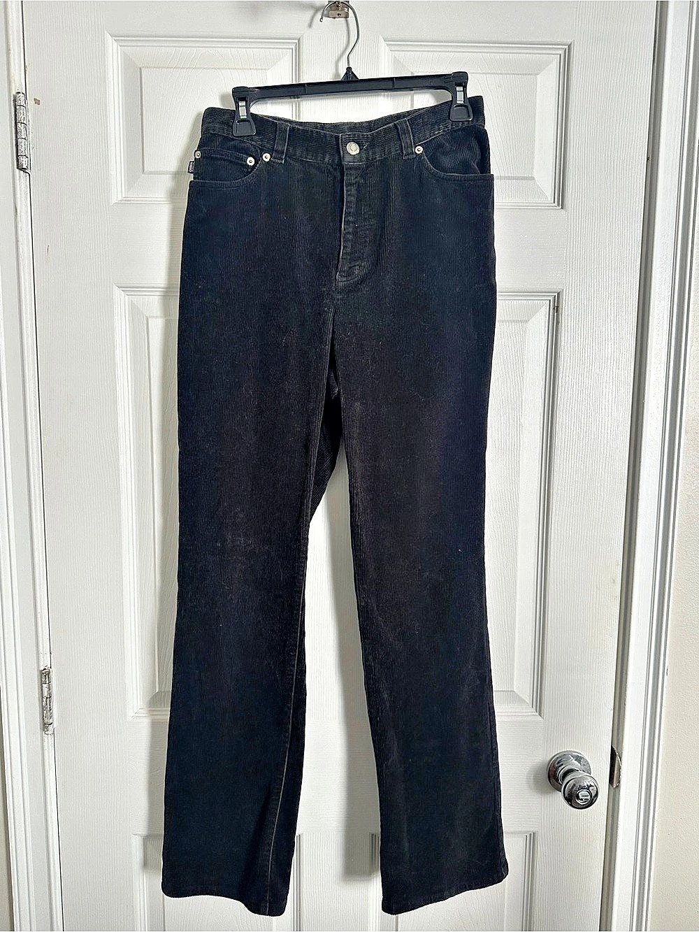 Vintage Ralph Lauren Women's Corduroy Flare Leg Pants in Black
